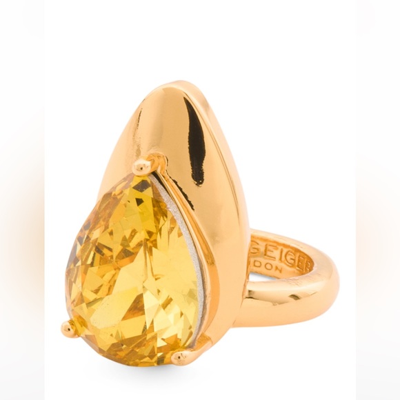 - Kurt Geiger London Crystal Nail Ring in Yellow. - Picture 3 of 7